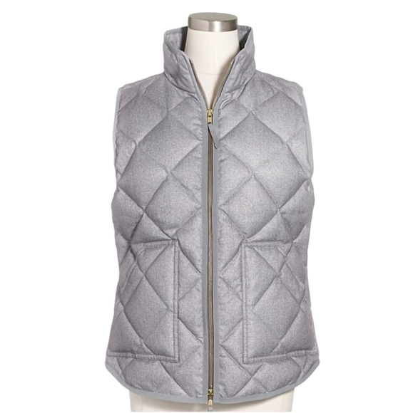 J. CREW Textured Quilted Down Filled Grey Puffer Vest Size XL - Picture 1 of 8